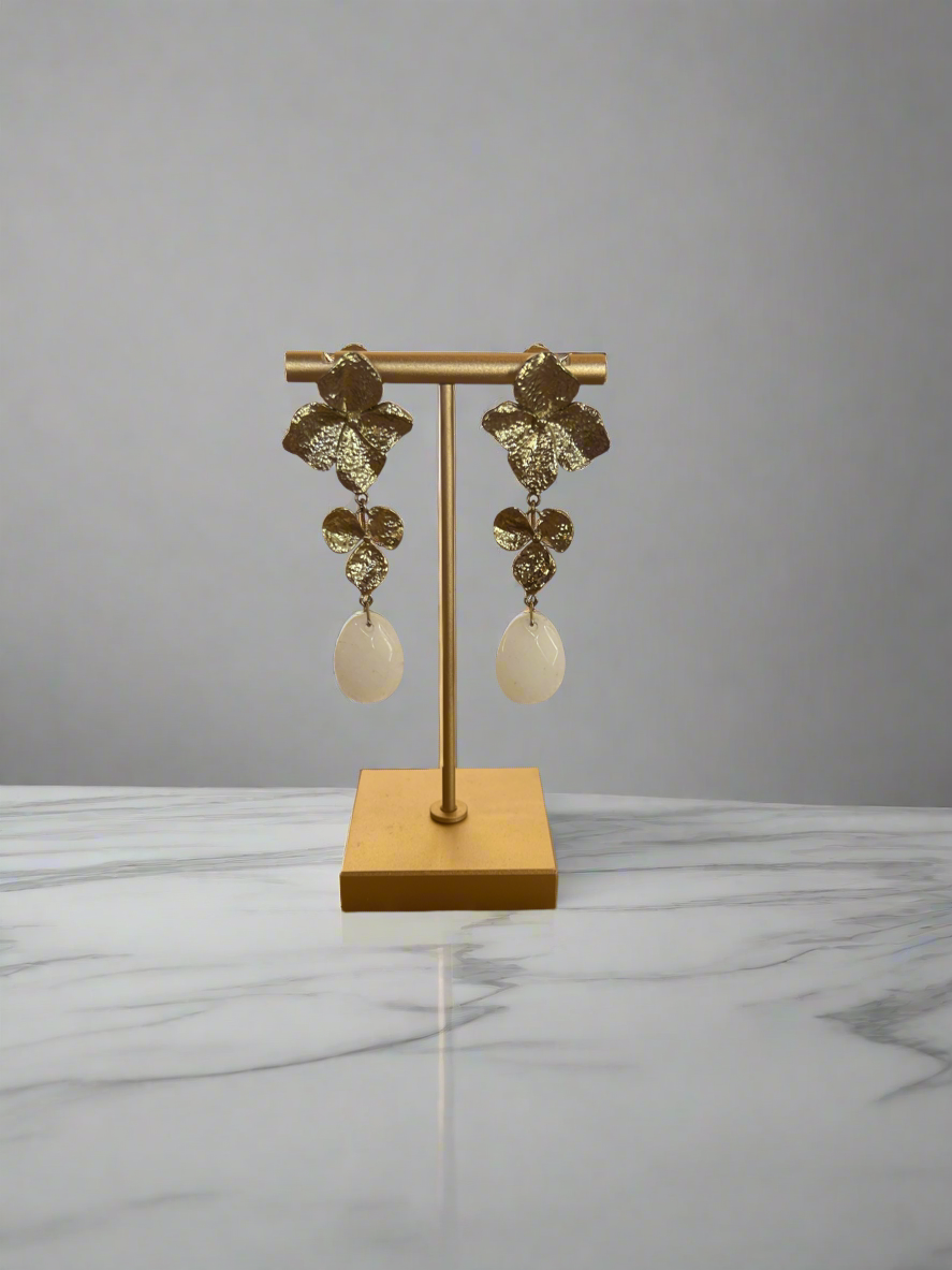 Olive & Piper- Gold Flower Dangle Earrings