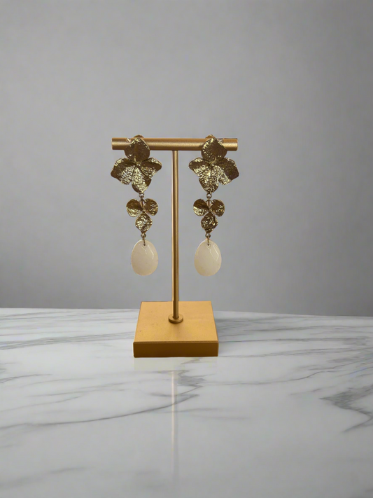 Olive & Piper- Gold Flower Dangle Earrings