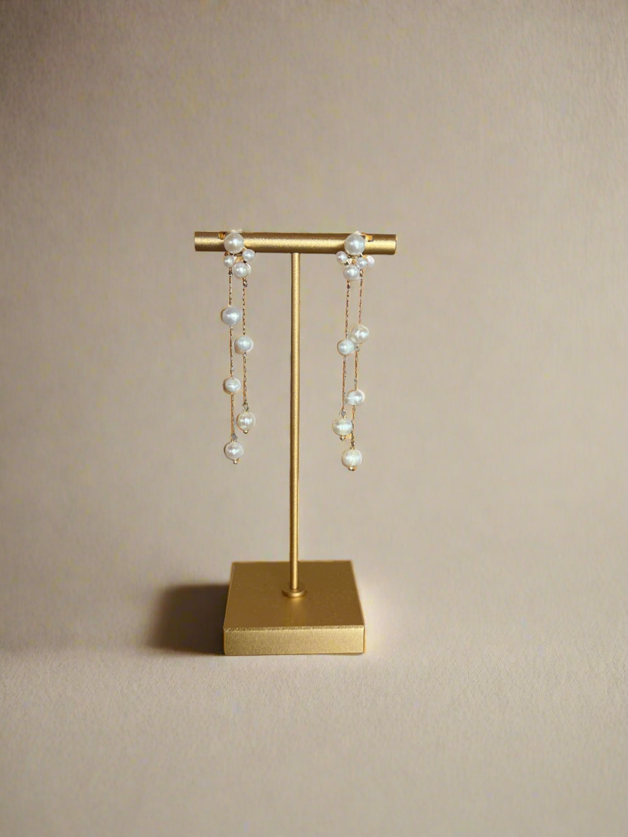 Olive & Piper- Gold Dangle Pearl Earrings