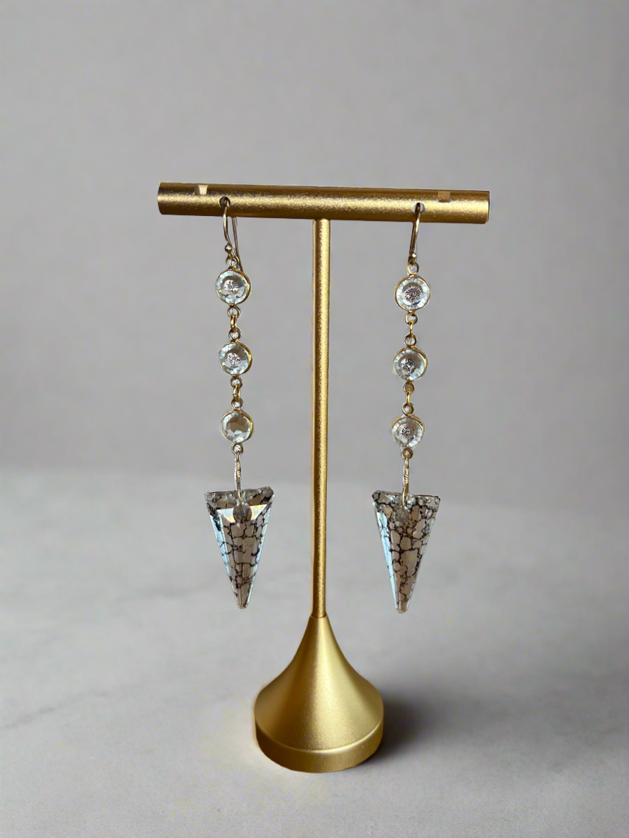 Goldfine- Diamond Triangle Dangle Earrings