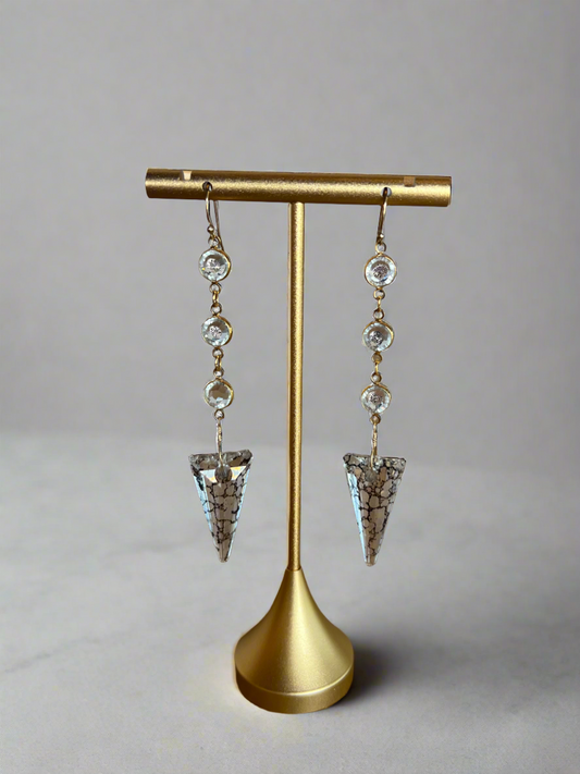 Goldfine- Diamond Triangle Dangle Earrings