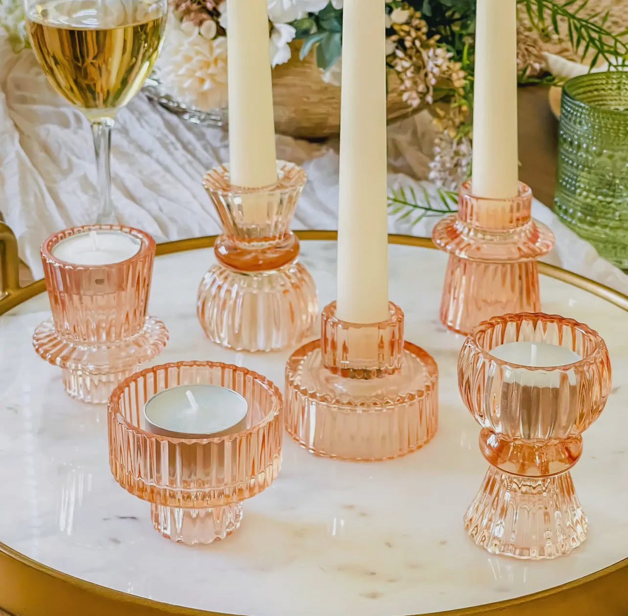 Kate Aspen - Rose Gold Candlestick Holders