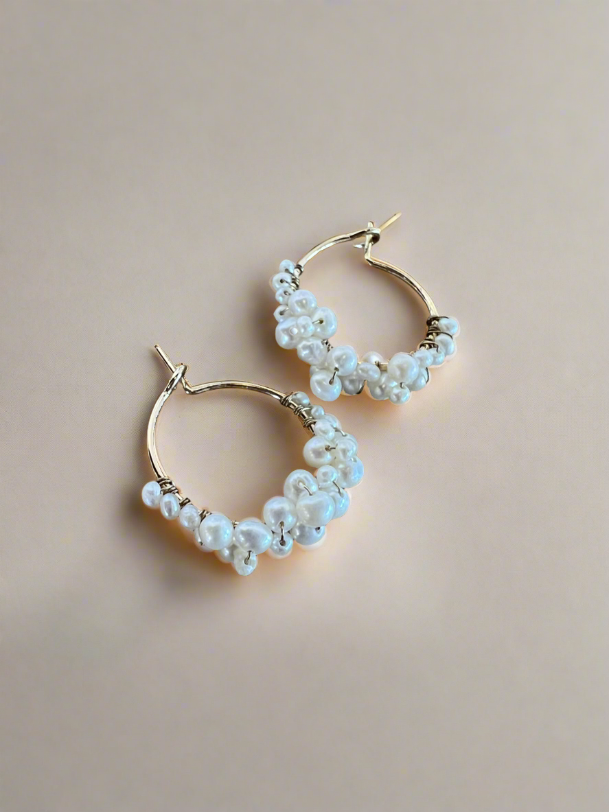 Olive & Piper- Pearl Cluster Hoop Earrings