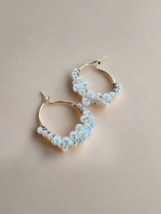 Olive & Piper- Pearl Cluster Hoop Earrings