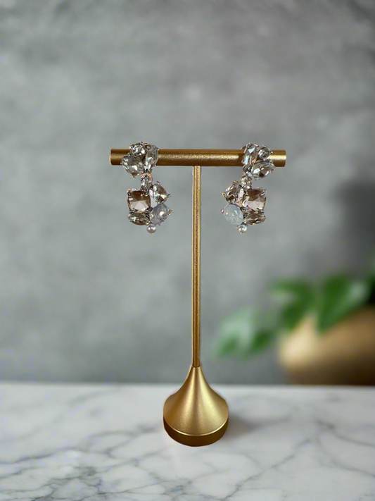 Olive & Piper- Diamond Iridescent Pearl Earrings