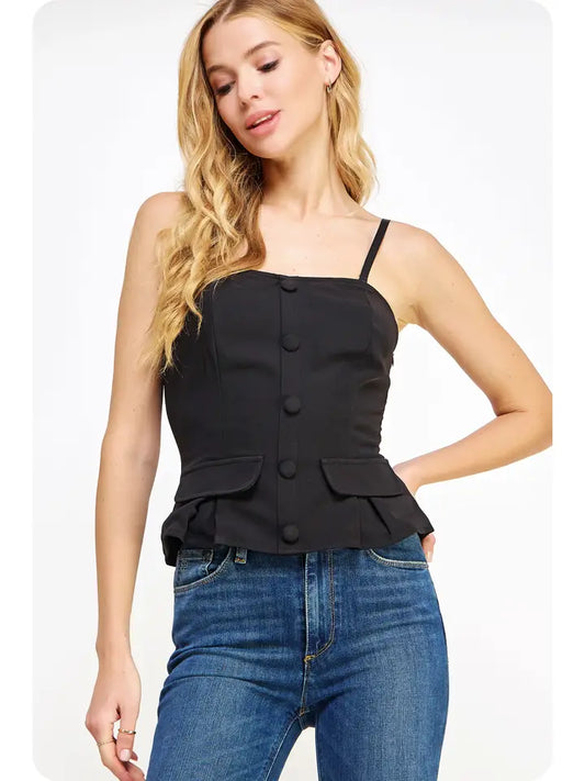 Strut & Bolt- Front Button Detail Tailored Corset Top