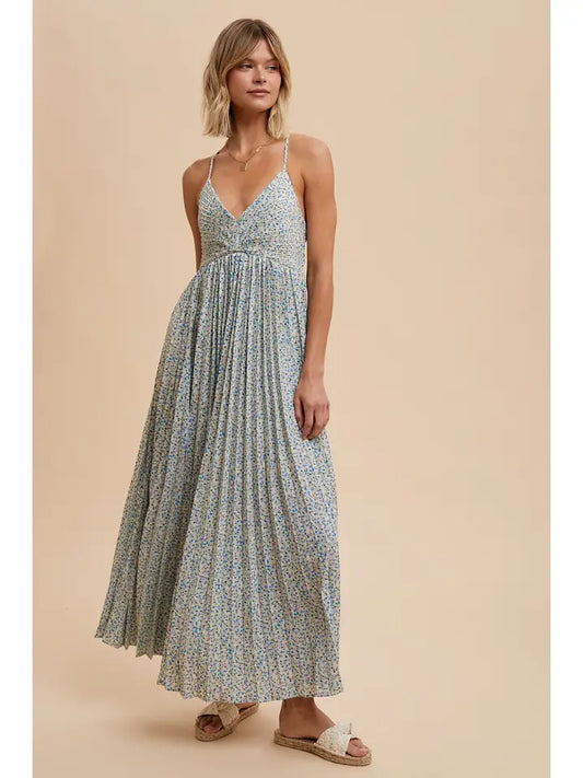 In Loom- Pleated Floral Maxi Dress