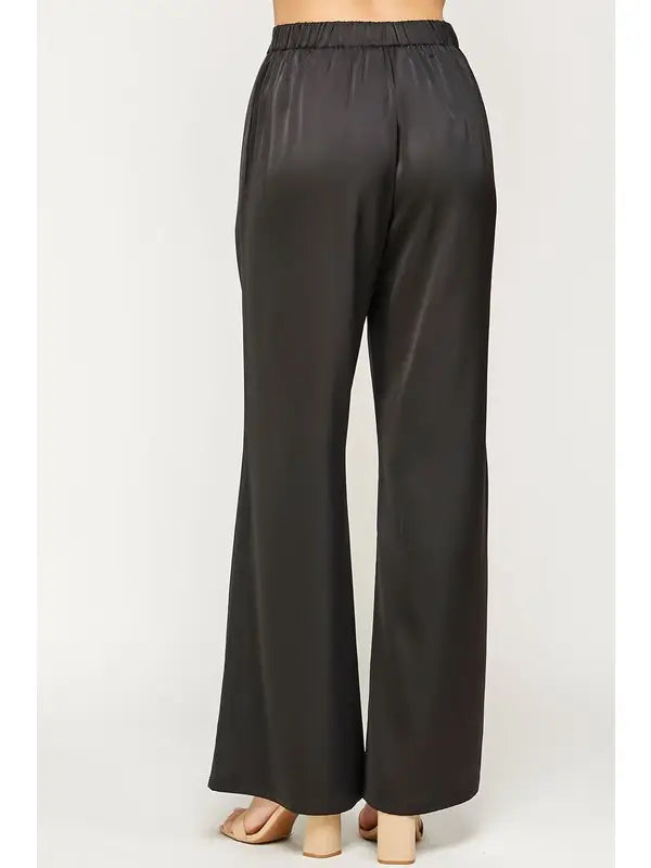 Strut & Bolt- Pleated Wide Leg Satin Pants