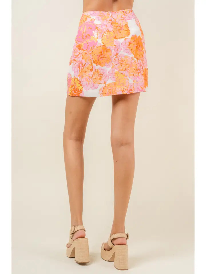 Fore Collection- Pastel Floral Retro Wave Trims Skirt