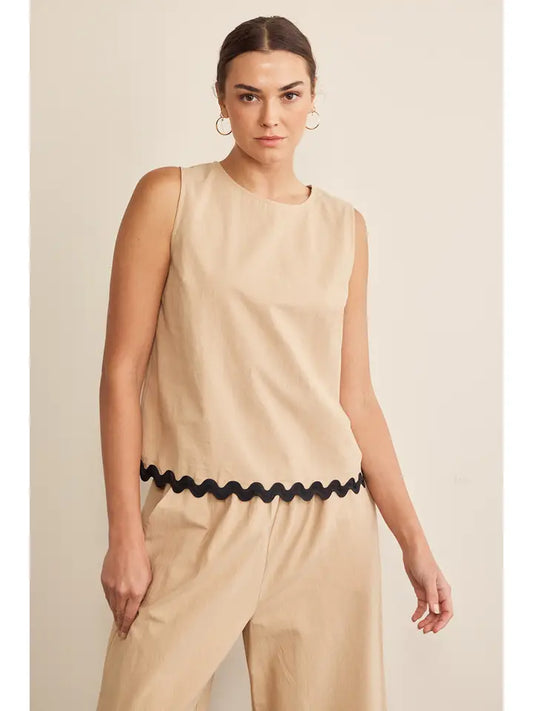 In February- Ric Rac Contrast Sleeveless Top