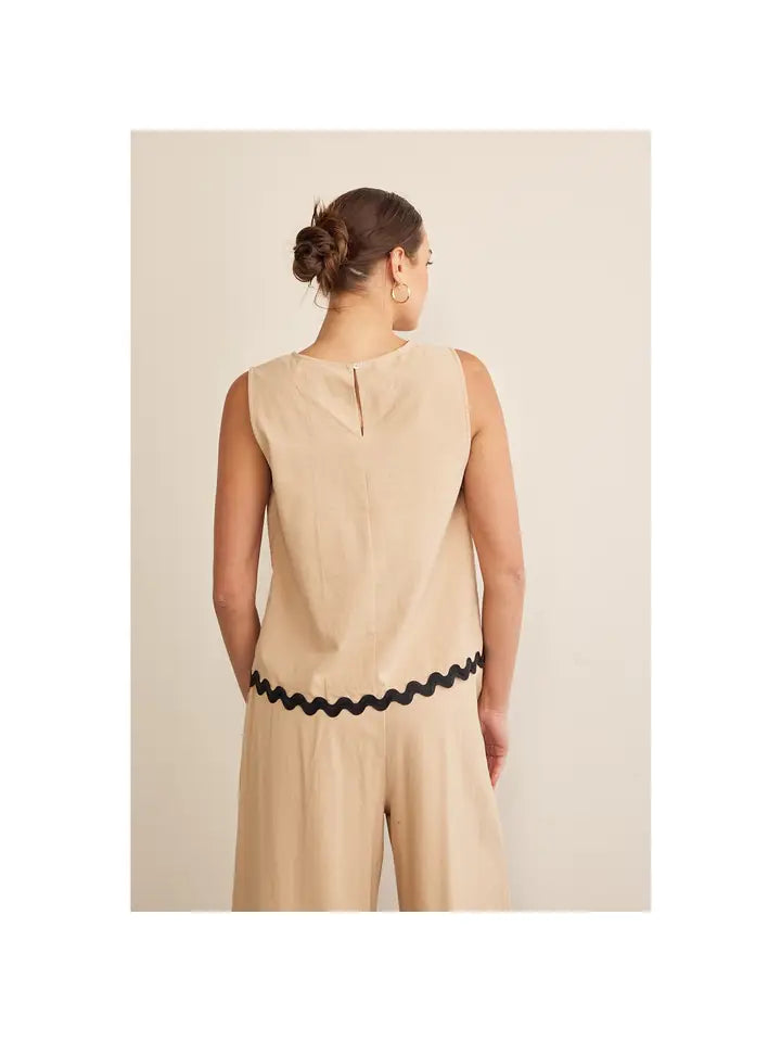 In February- Ric Rac Contrast Sleeveless Top